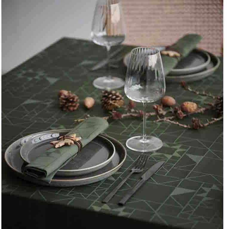 Södahl Kuchyňský ubrus 140x370 Star Damask Forest green