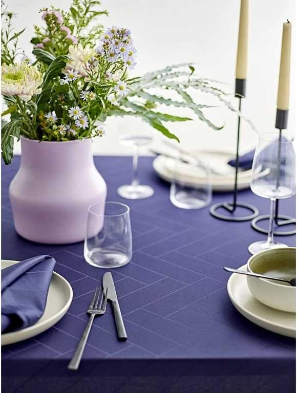 Södahl Kuchyňský ubrus ⌀180 Tiles Damask Indigo