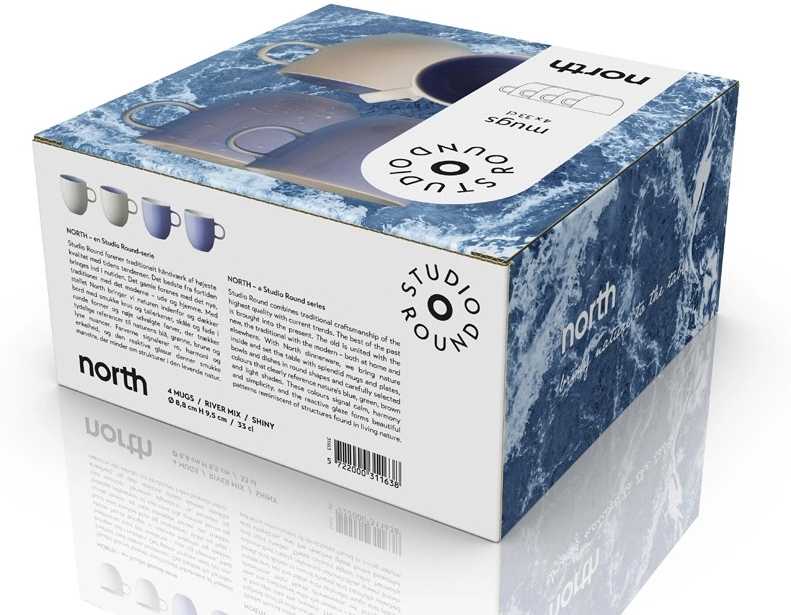 Studio Round Kameninový hrnek North 33 cl River mix (sada 4 ks)