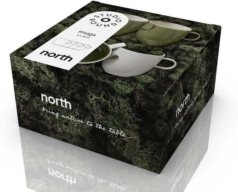 Studio Round Kameninový hrnek North 33 cl Moss mix (sada 4 ks)