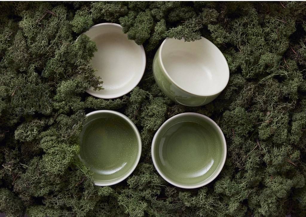 Studio Round Kameninová servírovací miska North 11 cm Moss mix (sada 4 ks)