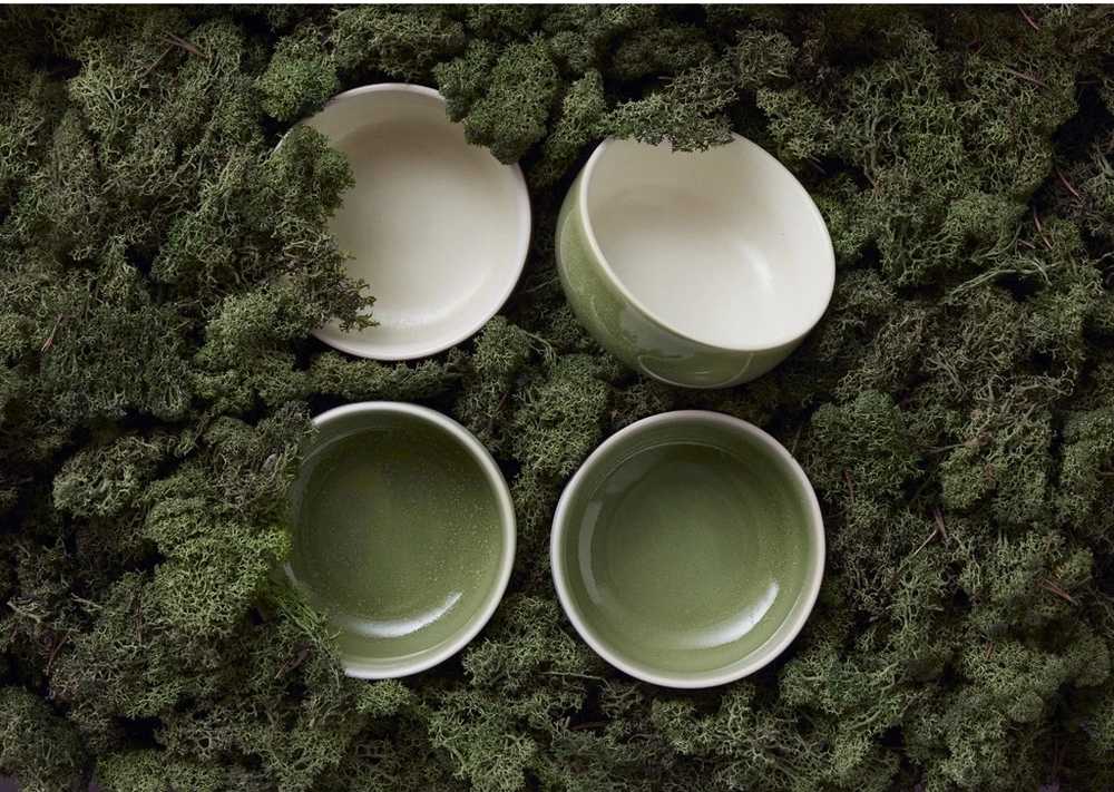 Studio Round Kameninová servírovací miska North 11 cm Moss mix (sada 4 ks)