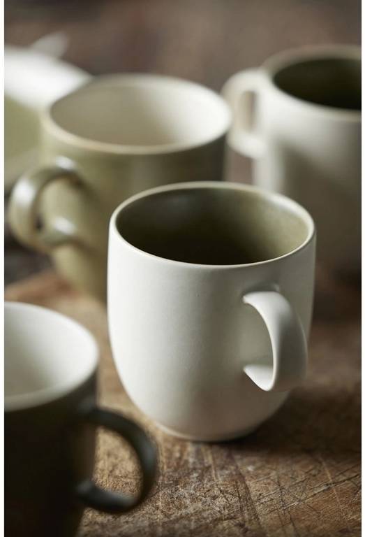 Studio Round Kameninový hrnek North 33 cl White/Matte Moss