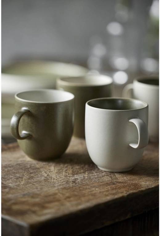 Studio Round Kameninový hrnek North 33 cl Matte Moss/White