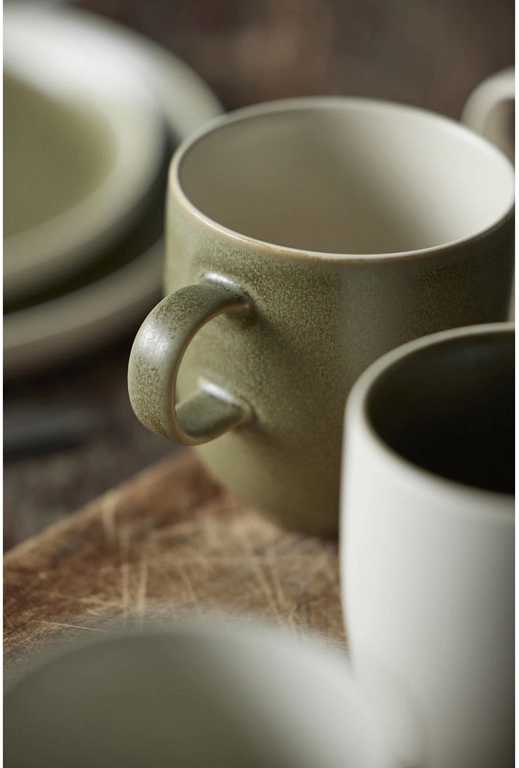 Studio Round Kameninový hrnek North 33 cl Matte Moss/White