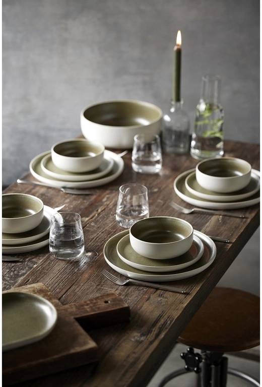 Studio Round Kameninový hrnek North 33 cl Matte Moss/White