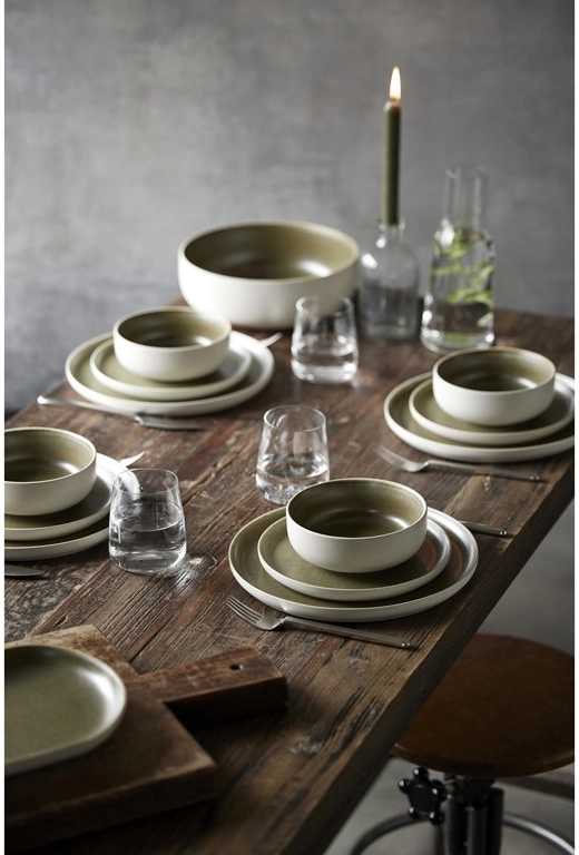 Studio Round Kameninový hrnek North 33 cl Matte Moss/White