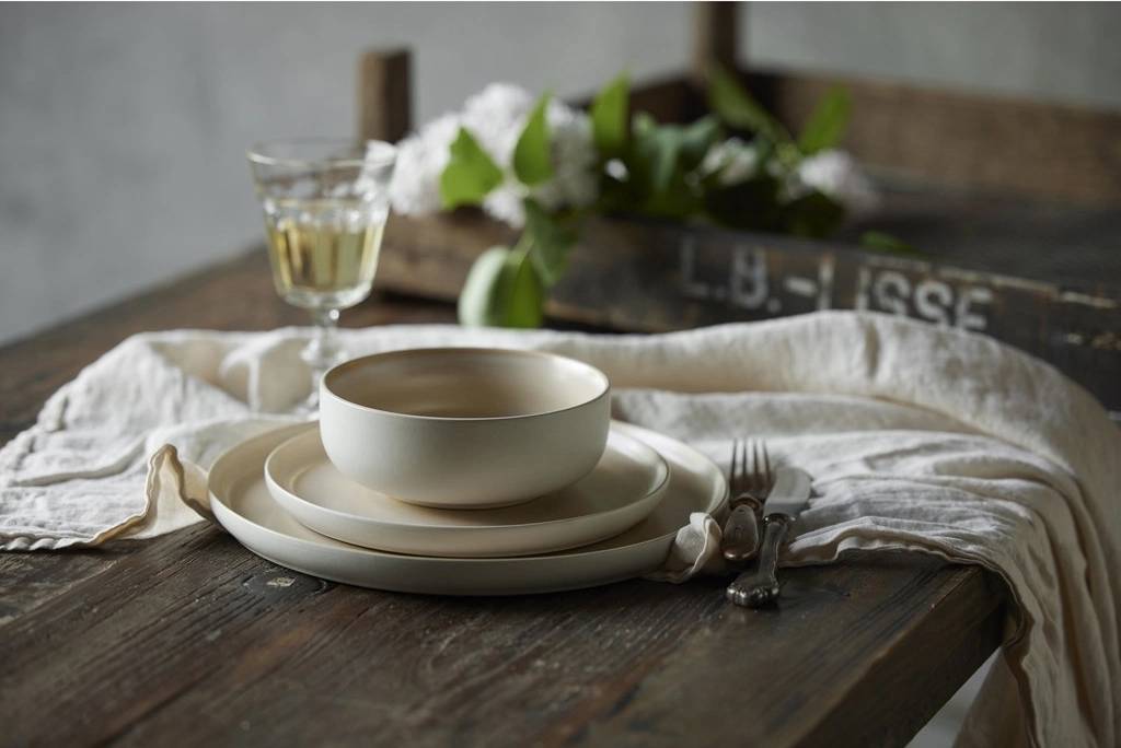 Studio Round Kameninová servírovací miska na polévku North 15 cm White/Matte Sand