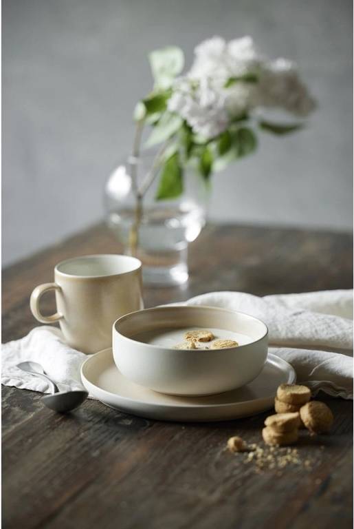 Studio Round Kameninová servírovací miska na polévku North 15 cm White/Matte Sand