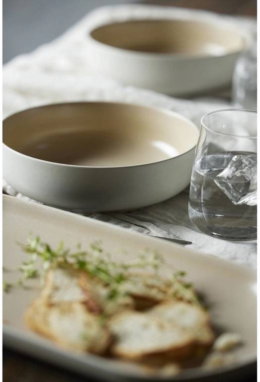 Studio Round Kameninová servírovací miska na polévku North 15 cm White/Matte Sand