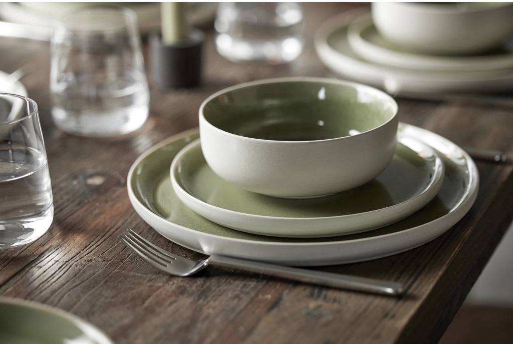 Studio Round Kameninová mísa na těstoviny North 19 cm White/Shiny Moss