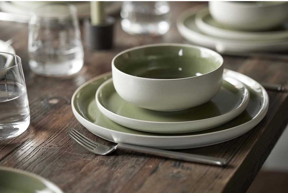 Studio Round Kameninová mísa na těstoviny North 19 cm White/Shiny Moss