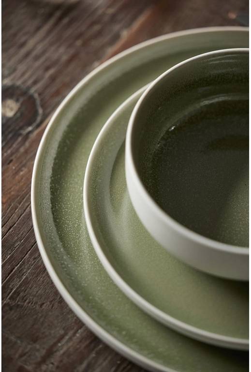 Studio Round Kameninová mísa na těstoviny North 19 cm White/Shiny Moss