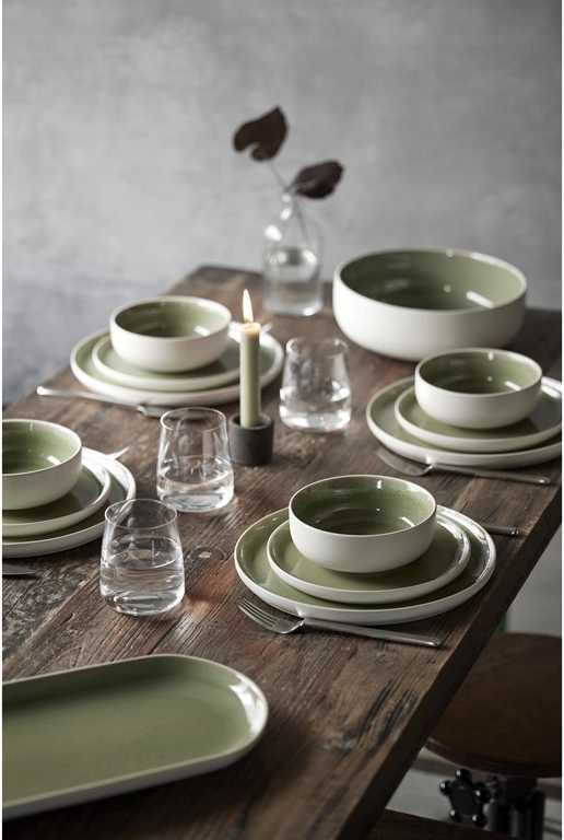 Studio Round Kameninová mísa na těstoviny North 19 cm White/Shiny Moss