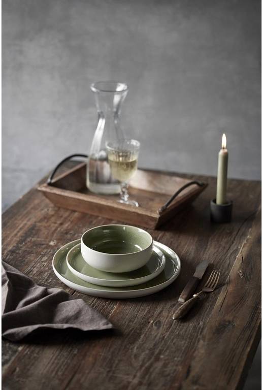 Studio Round Kameninová mísa na těstoviny North 19 cm White/Shiny Moss