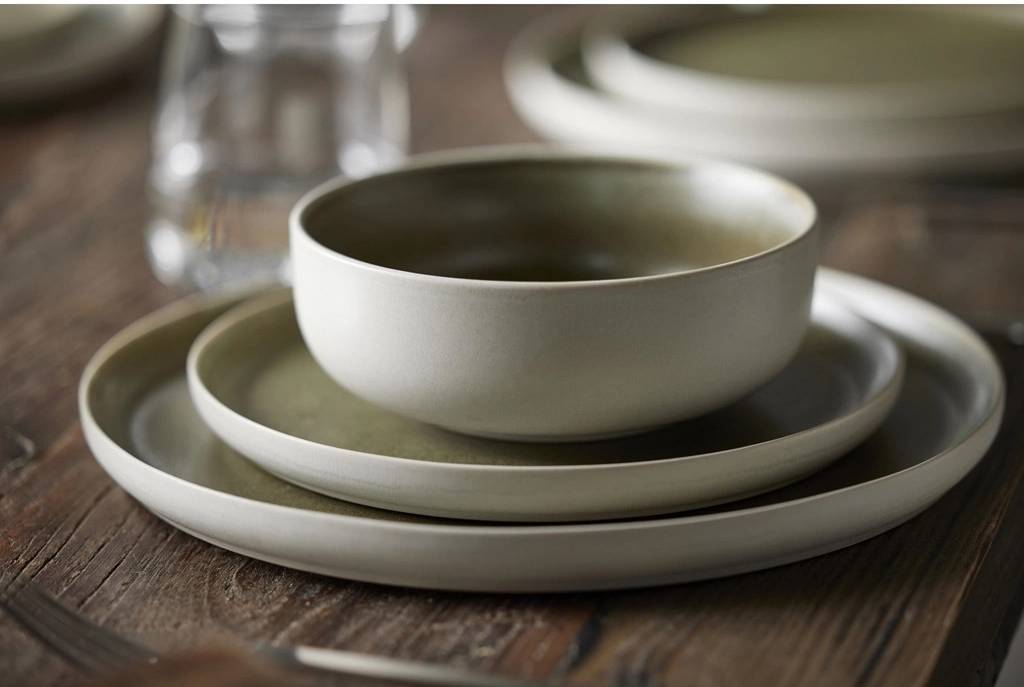 Studio Round Kameninová mísa na těstoviny North 19 cm White/Matte Moss