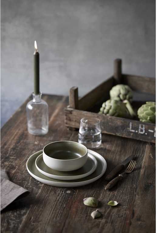 Studio Round Kameninová mísa na těstoviny North 19 cm White/Matte Moss