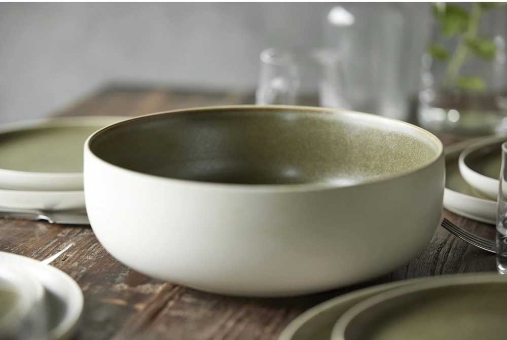 Studio Round Kameninová mísa na salát North 25 cm White/Matte Moss