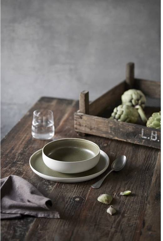 Studio Round Kameninová mísa na salát North 25 cm White/Matte Moss