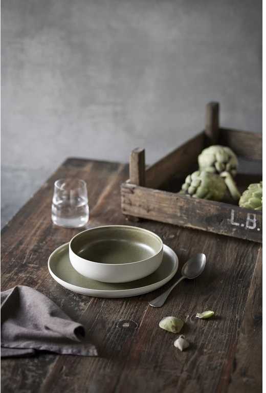 Studio Round Kameninová mísa na salát North 25 cm White/Matte Moss