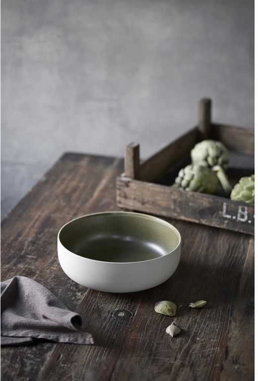 Studio Round Kameninová mísa na salát North 25 cm White/Matte Moss