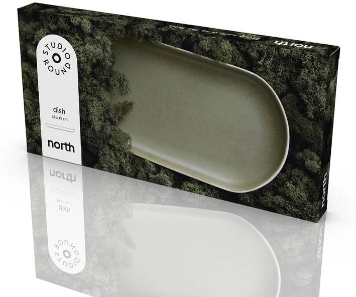 Studio Round Kameninový servírovací tác North 38 x 19 cm White/Matte Moss