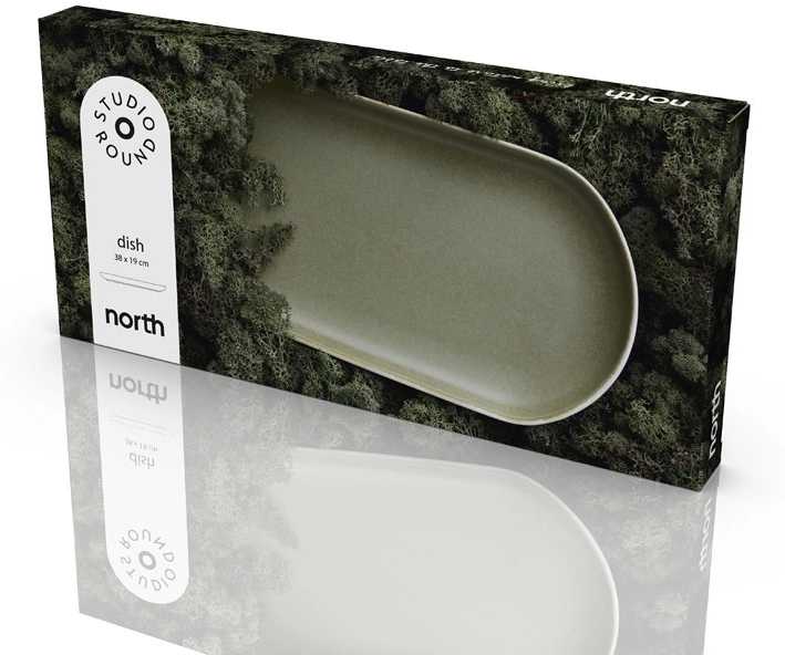 Studio Round Kameninový servírovací tác North 38 x 19 cm White/Matte Moss