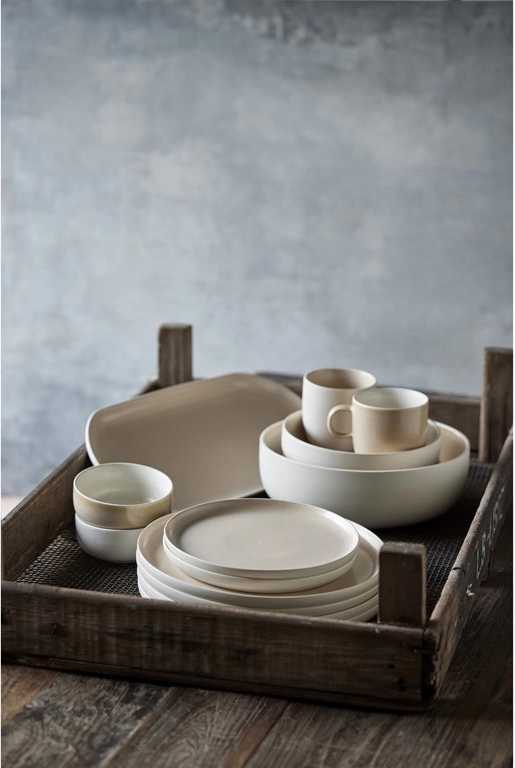 Studio Round Kameninový servírovací tác North 38 x 19 cm White/Matte Sand