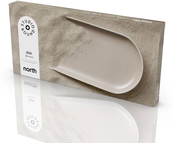 Studio Round Kameninový servírovací tác North 38 x 19 cm White/Matte Sand