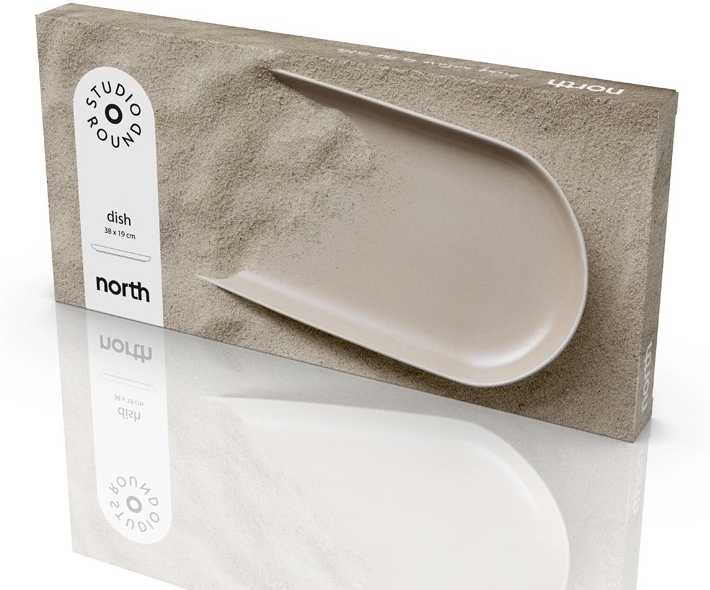 Studio Round Kameninový servírovací tác North 38 x 19 cm White/Matte Sand