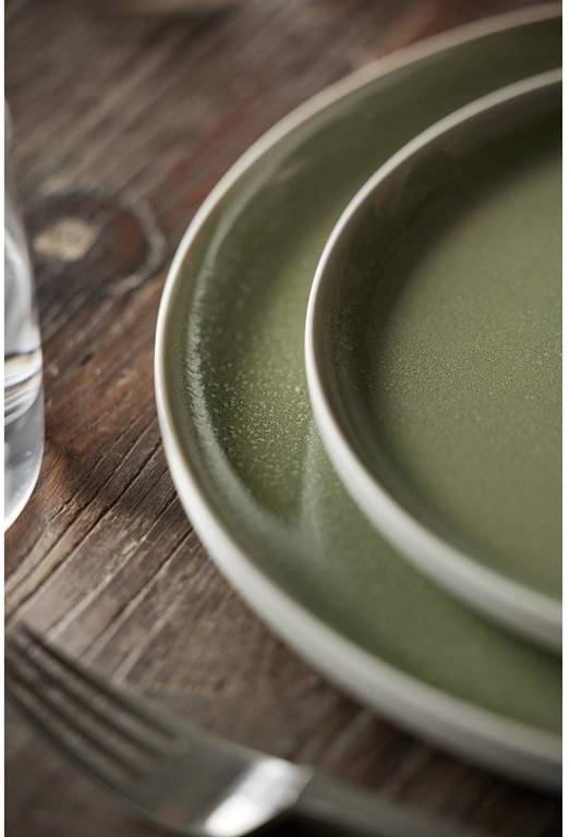 Studio Round Kameninový dezertní talíř North 21 cm White/Shiny Moss