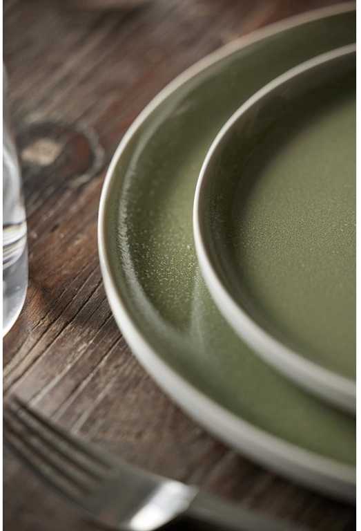 Studio Round Kameninový dezertní talíř North 21 cm White/Shiny Moss