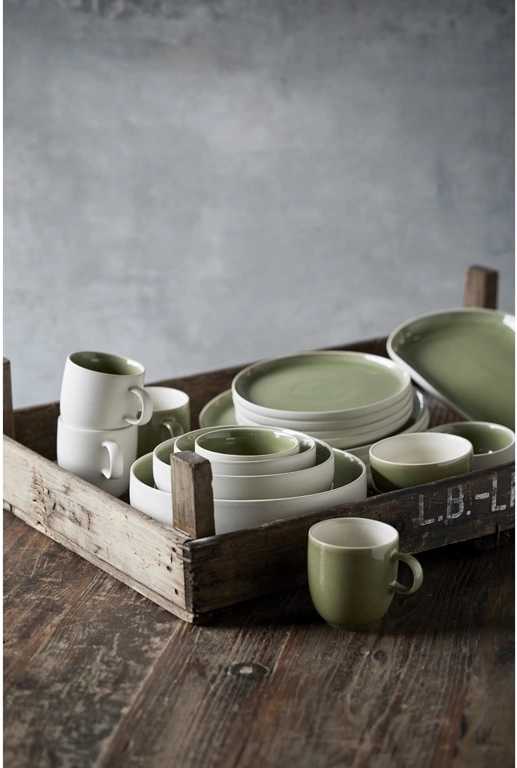 Studio Round Kameninový dezertní talíř North 21 cm White/Shiny Moss