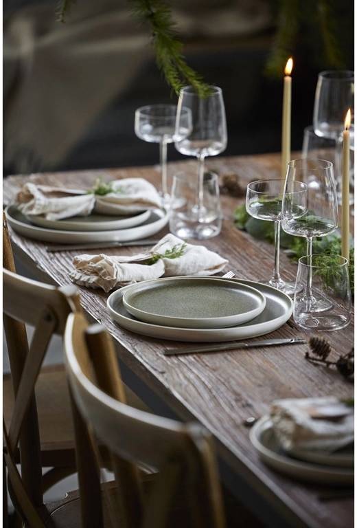 Studio Round Kameninový dezertní talíř North 21 cm White/Matte Moss