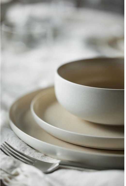 Studio Round Kameninový dezertní talíř North 21 cm White/Matte Sand