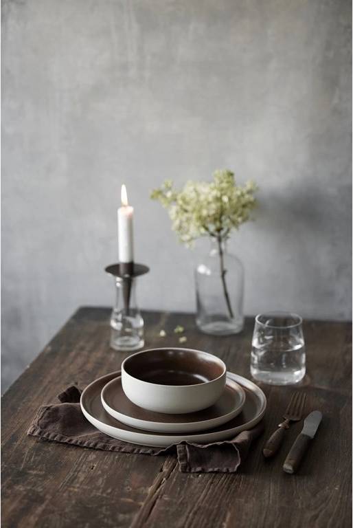 Studio Round Kameninová servírovací miska na polévku North 15 cm White/Matte Bark