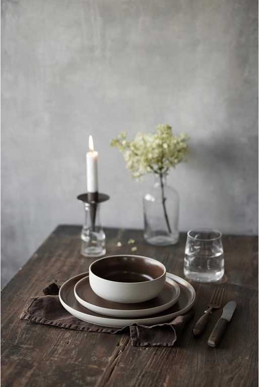 Studio Round Kameninová servírovací miska na polévku North 15 cm White/Matte Bark