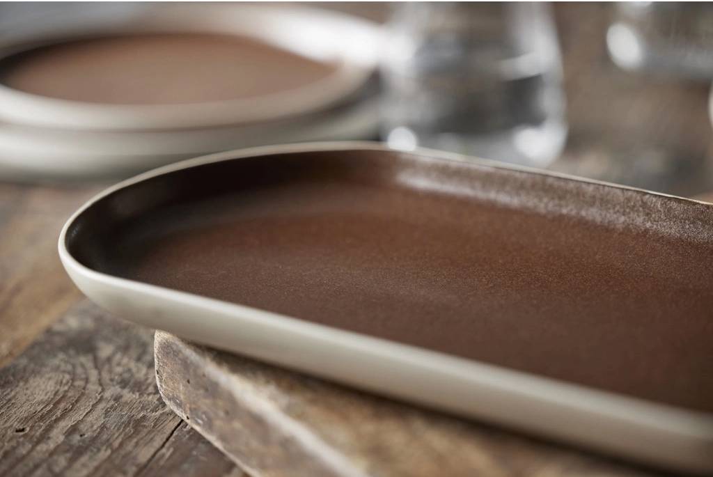 Studio Round Kameninový servírovací tác North 38 x 19 cm White/Matte Bark