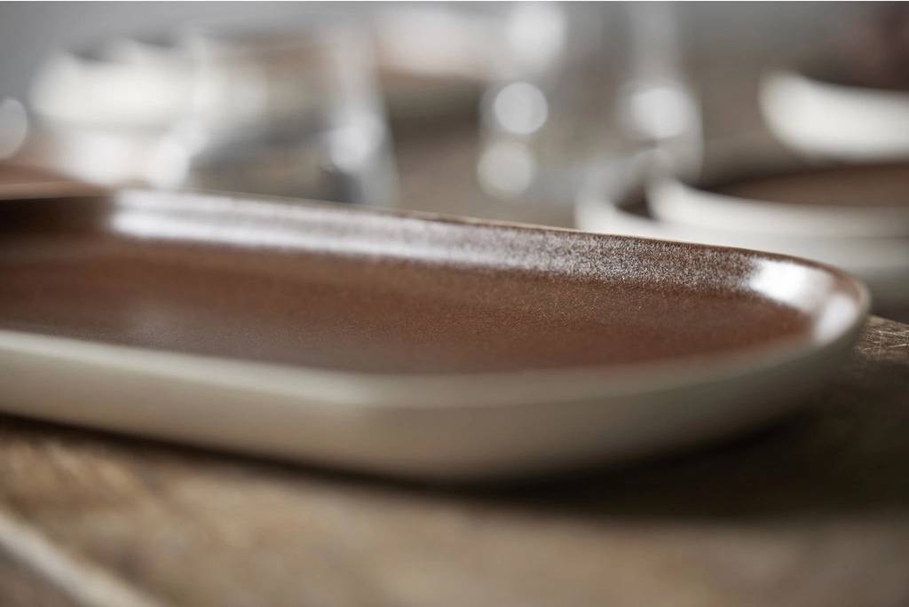 Studio Round Kameninový servírovací tác North 38 x 19 cm White/Matte Bark