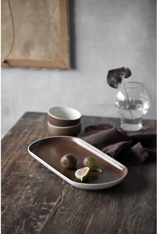 Studio Round Kameninový servírovací tác North 38 x 19 cm White/Matte Bark