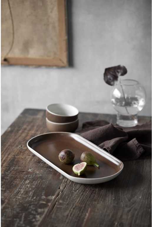 Studio Round Kameninový servírovací tác North 38 x 19 cm White/Matte Bark