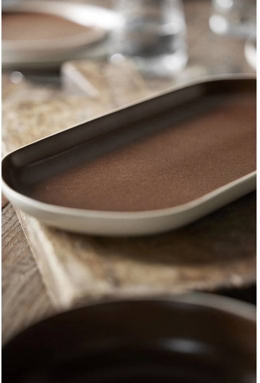 Studio Round Kameninový servírovací tác North 38 x 19 cm White/Matte Bark