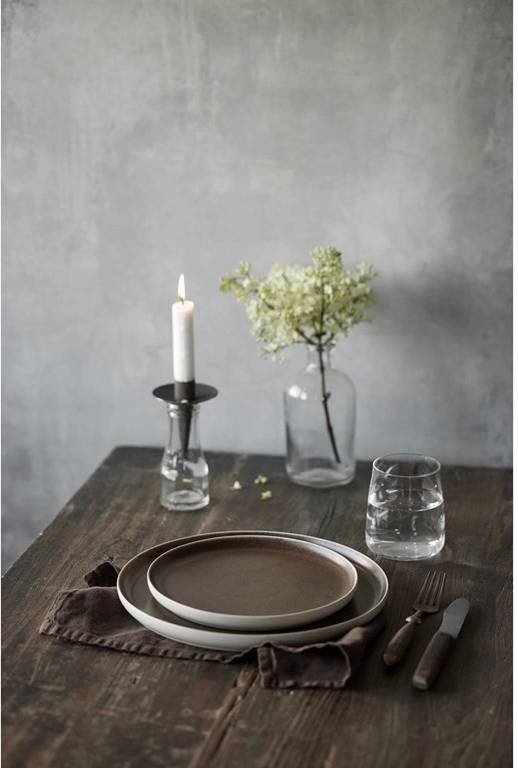 Studio Round Kameninový mělký talíř North 27 cm White/Matte Bark