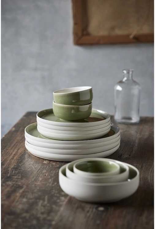 Studio Round Kameninová mísa na salát North 25 cm White/Shiny Moss