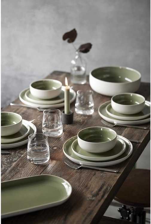 Studio Round Kameninová mísa na salát North 25 cm White/Shiny Moss