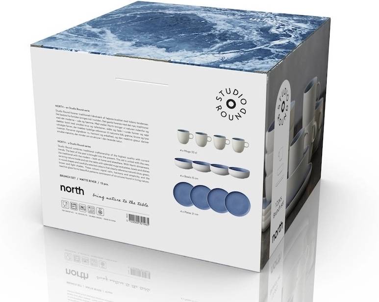 Studio Round Snídaňová sada nádobí North White/Matte River