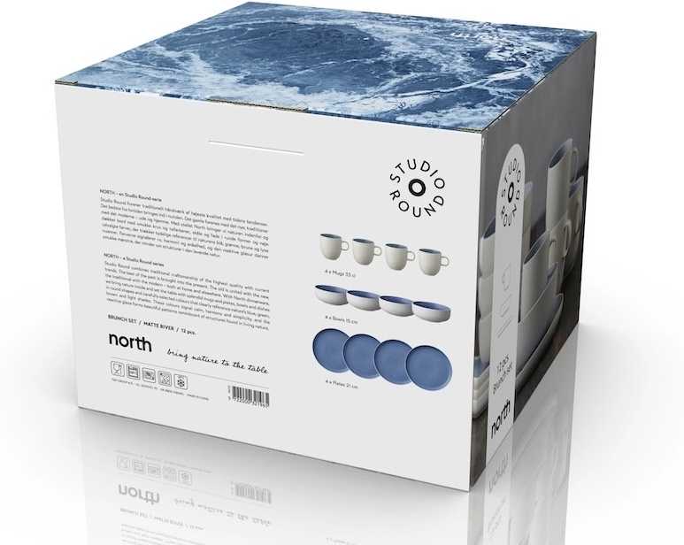 Studio Round Snídaňová sada nádobí North White/Matte River