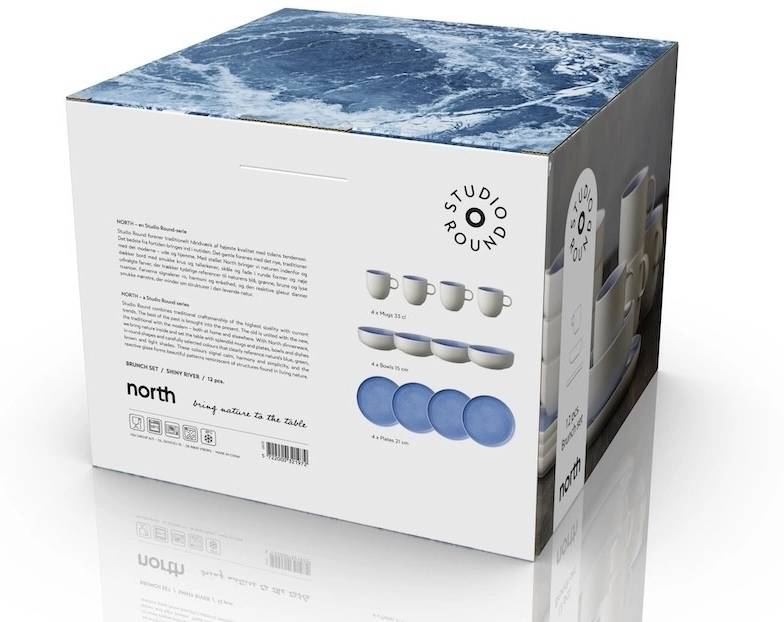 Studio Round Snídaňová sada nádobí North White/Shiny River