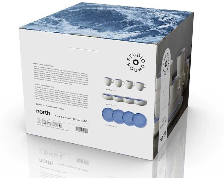 Studio Round Snídaňová sada nádobí North White/Shiny River