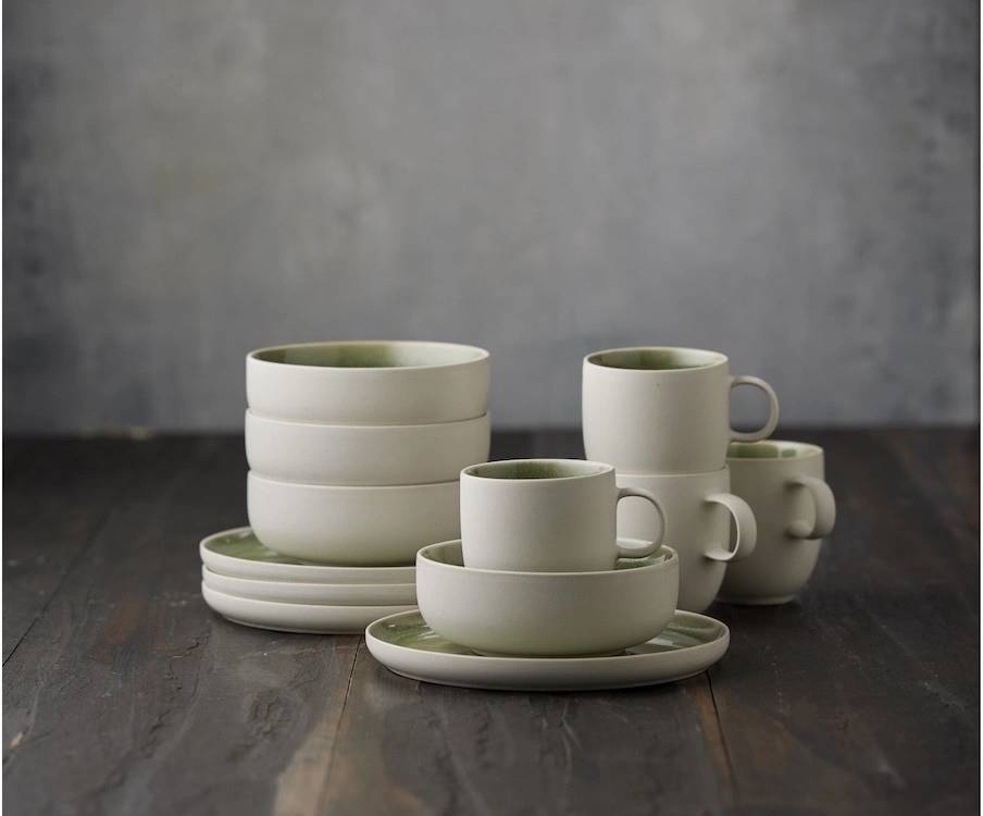 Studio Round Snídaňová sada nádobí North White/Shiny Moss